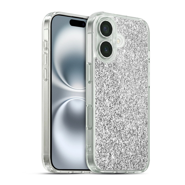 PLdesign Glitter Sparkles Silver Soft Gel Case for Apple iPhone 16 & MagSafe