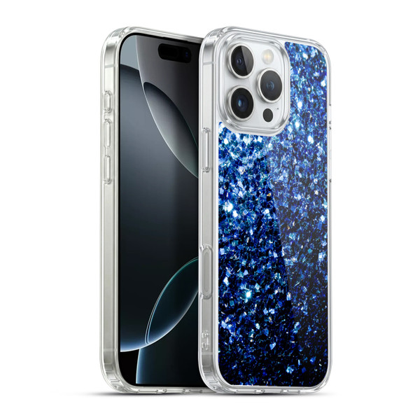 PLdesign Glitter Sparkles Dark Blue Soft Gel Case for Apple iPhone 16 Pro Max & MagSafe
