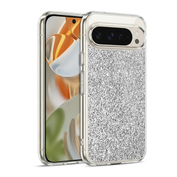 PLdesign Glitter Sparkles Silver Soft Gel Case for Google Pixel 9 / Pixel 9 Pro