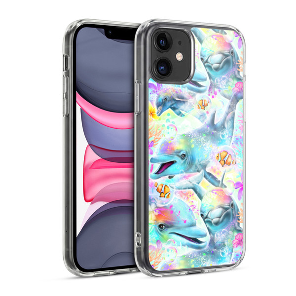 Sheena Pike Animals Rainbow Dolphins & Fish Soft Gel Case for Apple iPhone 11