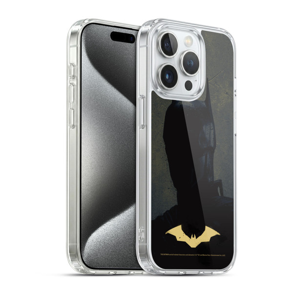 The Batman Neo-Noir Graphics Silhouette Gold Logo Soft Gel Case for Apple iPhone 15 Pro & MagSafe