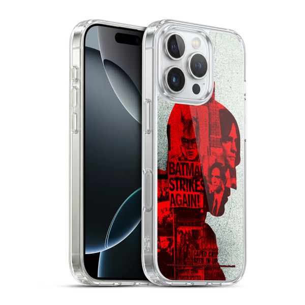 The Batman Neo-Noir Graphics Collage Soft Gel Case for Apple iPhone 16 Pro & MagSafe