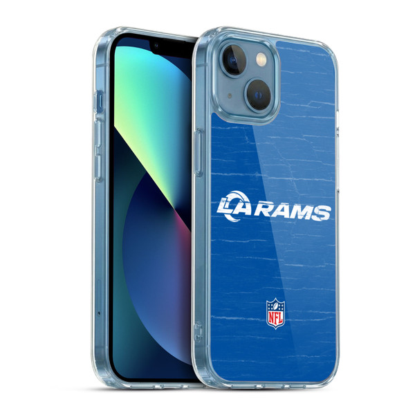 NFL Los Angeles Rams Logo Distressed Look Soft Gel Case for Apple iPhone 13 Mini & MagSafe