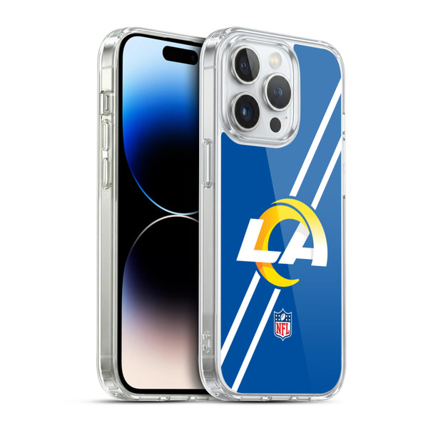 NFL Los Angeles Rams Logo Stripes Soft Gel Case for Apple iPhone 14 Pro & MagSafe