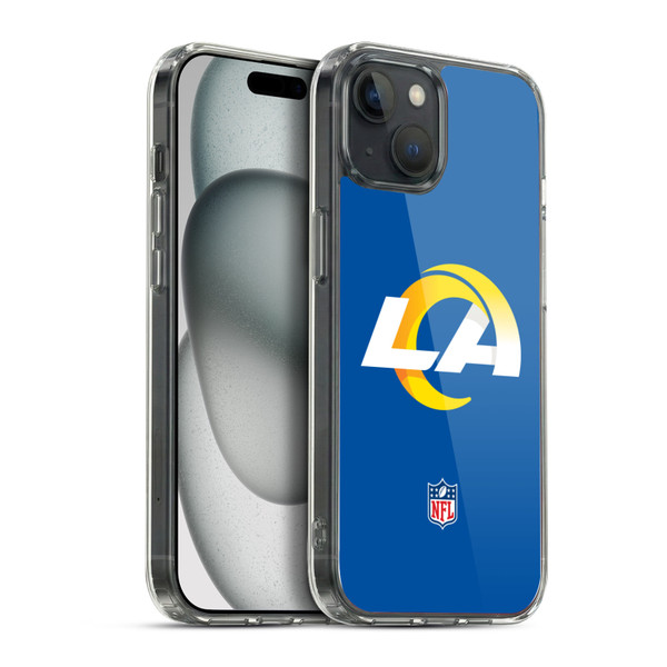 NFL Los Angeles Rams Logo Plain Soft Gel Case for Apple iPhone 15 Plus & MagSafe