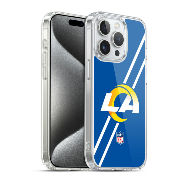 NFL Los Angeles Rams Logo Stripes Soft Gel Case for Apple iPhone 15 Pro & MagSafe