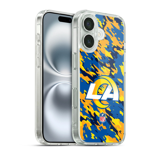 NFL Los Angeles Rams Logo Camou Soft Gel Case for Apple iPhone 16 & MagSafe