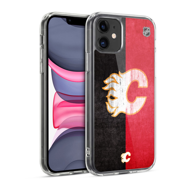 NHL Calgary Flames Half Distressed Soft Gel Case for Apple iPhone 11