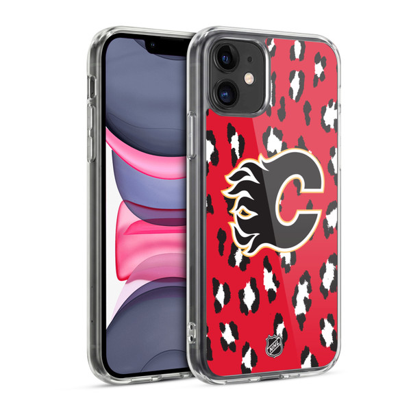 NHL Calgary Flames Leopard Pattern Soft Gel Case for Apple iPhone 11