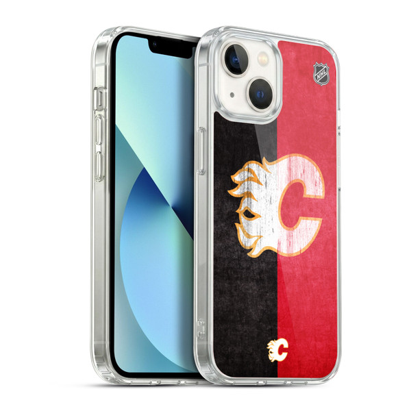 NHL Calgary Flames Half Distressed Soft Gel Case for Apple iPhone 13