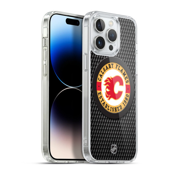 NHL Calgary Flames Puck Texture Soft Gel Case for Apple iPhone 13 Pro Max & MagSafe