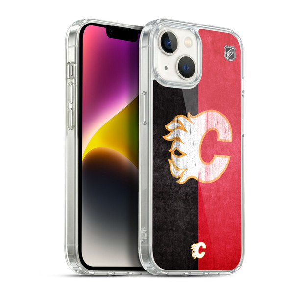 NHL Calgary Flames Half Distressed Soft Gel Case for Apple iPhone 14