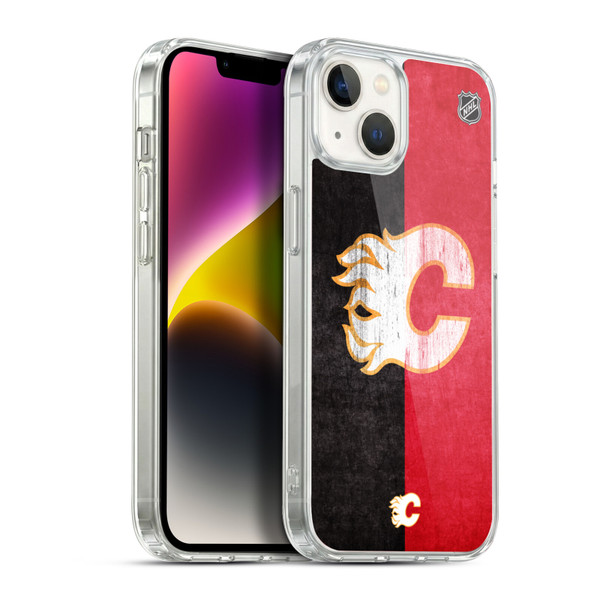 NHL Calgary Flames Half Distressed Soft Gel Case for Apple iPhone 14 Plus & MagSafe