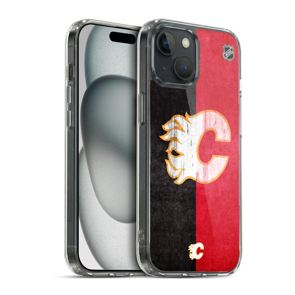 NHL Calgary Flames Half Distressed Soft Gel Case for Apple iPhone 15 & MagSafe