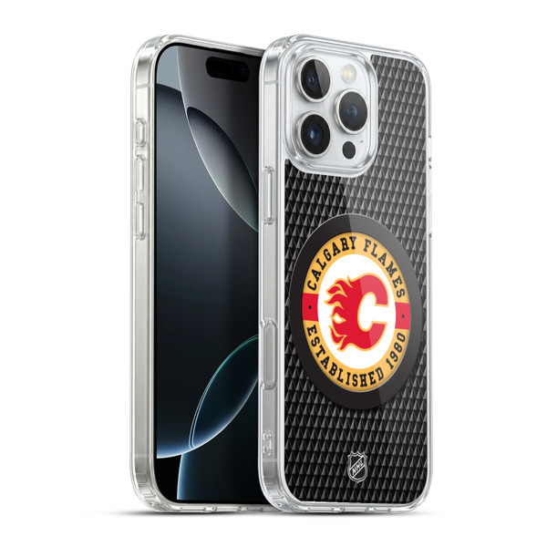NHL Calgary Flames Puck Texture Soft Gel Case for Apple iPhone 16 Pro Max & MagSafe