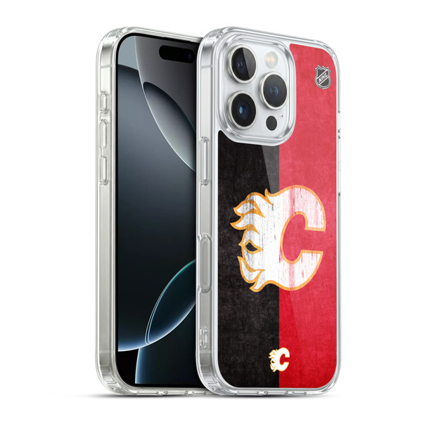 NHL Calgary Flames Half Distressed Soft Gel Case for Apple iPhone 16 Pro & MagSafe
