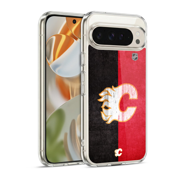 NHL Calgary Flames Half Distressed Soft Gel Case for Google Pixel 9 / Pixel 9 Pro
