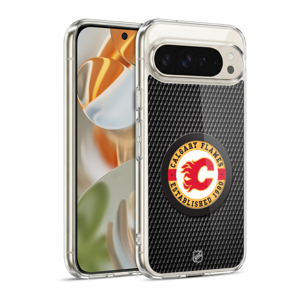 NHL Calgary Flames Puck Texture Soft Gel Case for Google Pixel 9 / Pixel 9 Pro