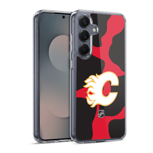 NHL Calgary Flames Cow Pattern Soft Gel Case for Samsung Galaxy S25 & MagSafe