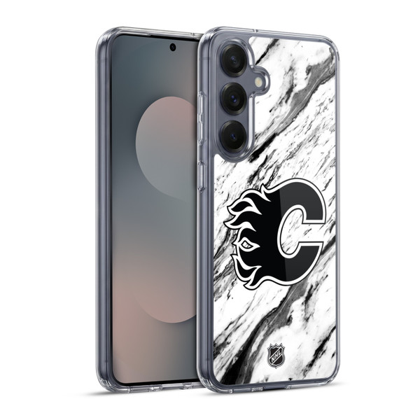 NHL Calgary Flames Marble Soft Gel Case for Samsung Galaxy S25+ & MagSafe