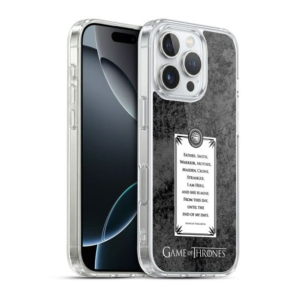 HBO Game of Thrones Graphics Rhaegar Vows Soft Gel Case for Apple iPhone 16 Pro & MagSafe