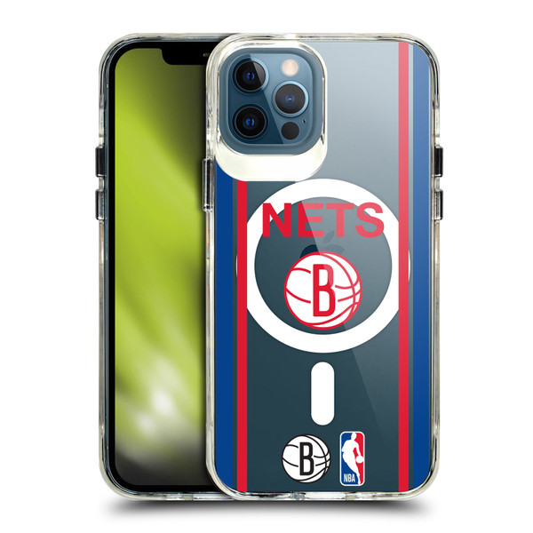 NBA Brooklyn Nets Logo Retro Design Text SHOCKPROOF BUMPER CASE COMPATIBLE WITH Apple iPhone 12 / iPhone 12 Pro & MAGSAFE