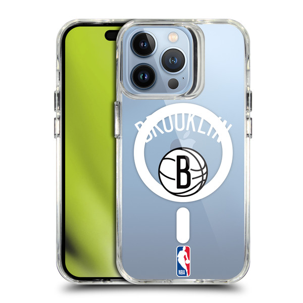 NBA Brooklyn Nets Logo Black Design Text SHOCKPROOF BUMPER CASE COMPATIBLE WITH Apple iPhone 13 Pro & MAGSAFE