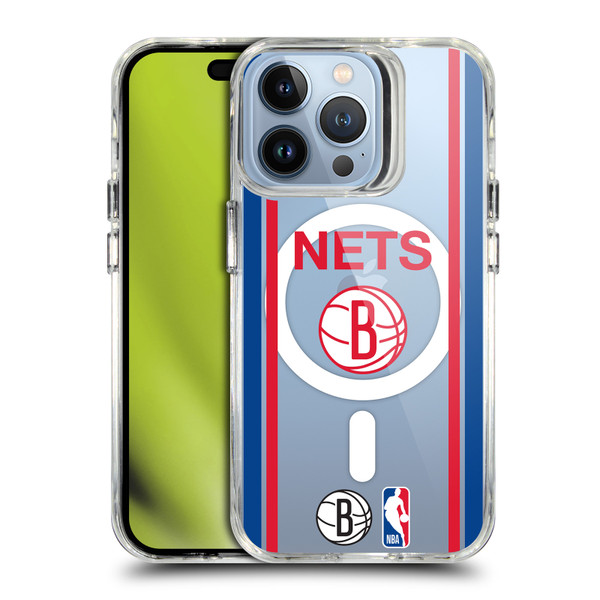 NBA Brooklyn Nets Logo Retro Design Text SHOCKPROOF BUMPER CASE COMPATIBLE WITH Apple iPhone 13 Pro & MAGSAFE
