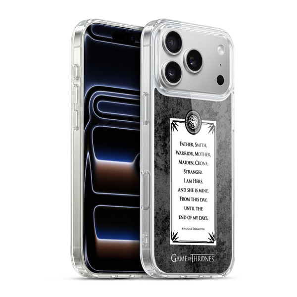 HBO Game of Thrones Graphics Rhaegar Vows Soft Gel Case for Apple iPhone 17 Pro Max