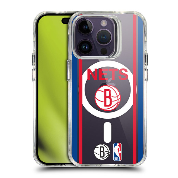 NBA Brooklyn Nets Logo Retro Design Text SHOCKPROOF BUMPER CASE COMPATIBLE WITH Apple iPhone 14 Pro & MAGSAFE
