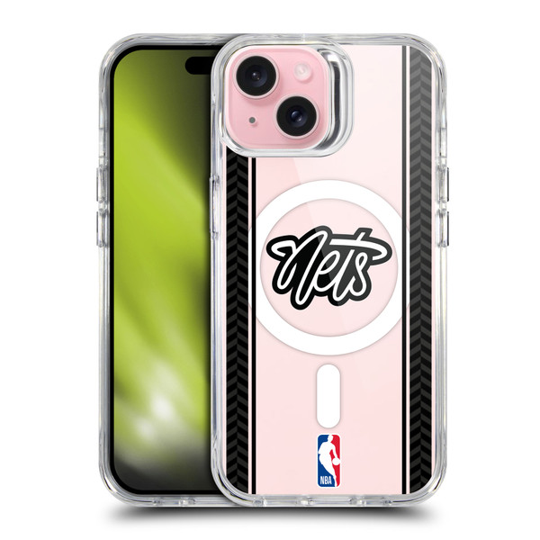 NBA Brooklyn Nets Logo Gray Design Text SHOCKPROOF BUMPER CASE COMPATIBLE WITH Apple iPhone 15 & MAGSAFE