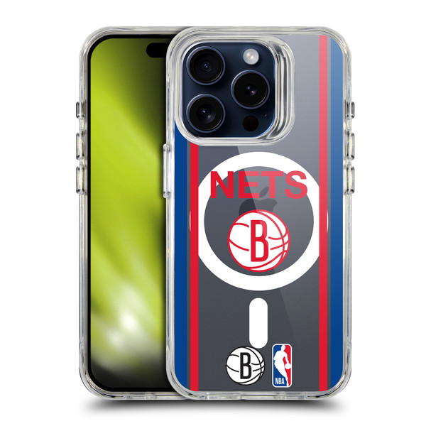 NBA Brooklyn Nets Logo Retro Design Text SHOCKPROOF BUMPER CASE COMPATIBLE WITH Apple iPhone 15 Pro & MAGSAFE