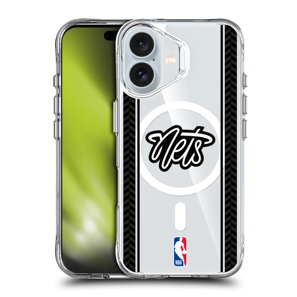 NBA Brooklyn Nets Logo Gray Design Text SHOCKPROOF BUMPER CASE COMPATIBLE WITH Apple iPhone 16 & MAGSAFE