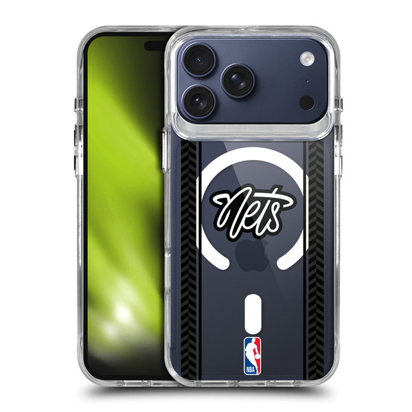 NBA Brooklyn Nets Logo Gray Design Text SHOCKPROOF BUMPER CASE COMPATIBLE WITH Apple iPhone 17 Pro Max & MAGSAFE
