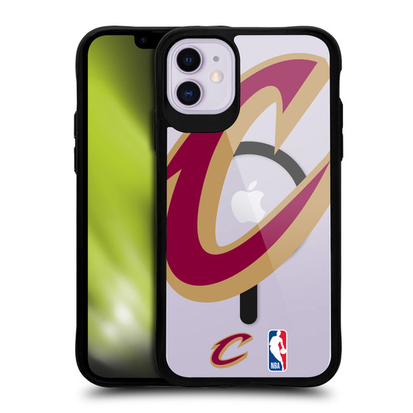 NBA Cleveland Cavaliers Logo Oversized Text BLACK SHOCKPROOF BUMPER CASE COMPATIBLE WITH Apple iPhone 11 & MAGSAFE