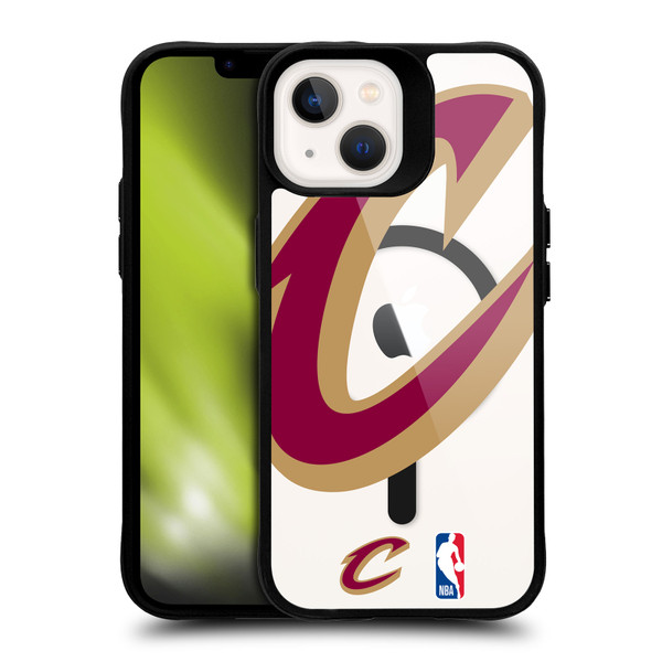 NBA Cleveland Cavaliers Logo Oversized Text BLACK SHOCKPROOF BUMPER CASE COMPATIBLE WITH Apple iPhone 13 & MAGSAFE