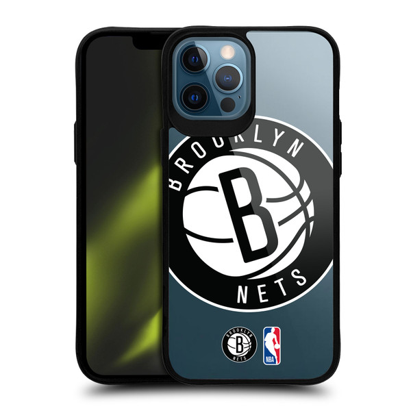 NBA Brooklyn Nets Logo Oversized Text BLACK SHOCKPROOF BUMPER CASE COMPATIBLE WITH Apple iPhone 12 Pro Max & MAGSAFE
