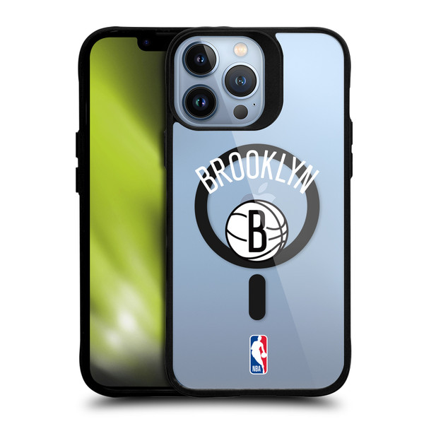 NBA Brooklyn Nets Logo Black Design Text BLACK SHOCKPROOF BUMPER CASE COMPATIBLE WITH Apple iPhone 13 Pro Max & MAGSAFE
