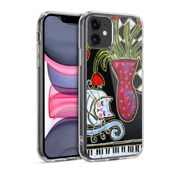 Wyanne Cat Kitty Asleep On The Piano Soft Gel Case for Apple iPhone 11