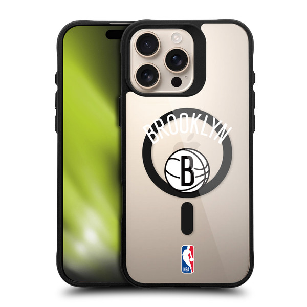 NBA Brooklyn Nets Logo Black Design Text BLACK SHOCKPROOF BUMPER CASE COMPATIBLE WITH Apple iPhone 16 Pro Max & MAGSAFE