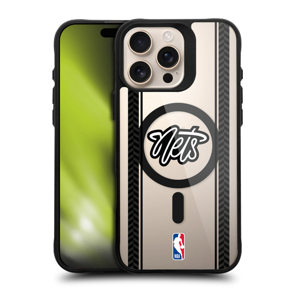 NBA Brooklyn Nets Logo Gray Design Text BLACK SHOCKPROOF BUMPER CASE COMPATIBLE WITH Apple iPhone 16 Pro Max & MAGSAFE