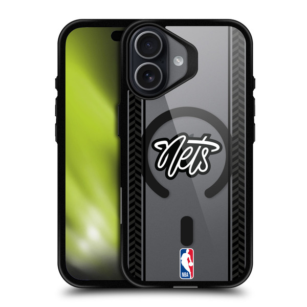 NBA Brooklyn Nets Logo Gray Design Text BLACK SHOCKPROOF BUMPER CASE COMPATIBLE WITH Apple iPhone 17 & MAGSAFE