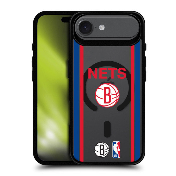 NBA Brooklyn Nets Logo Retro Design Text BLACK SHOCKPROOF BUMPER CASE COMPATIBLE WITH Apple iPhone 17 Air & MAGSAFE