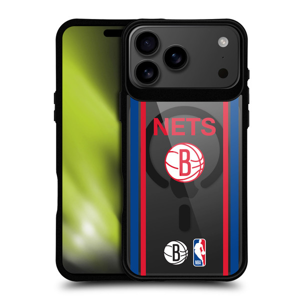 NBA Brooklyn Nets Logo Retro Design Text BLACK SHOCKPROOF BUMPER CASE COMPATIBLE WITH Apple iPhone 17 Pro Max & MAGSAFE