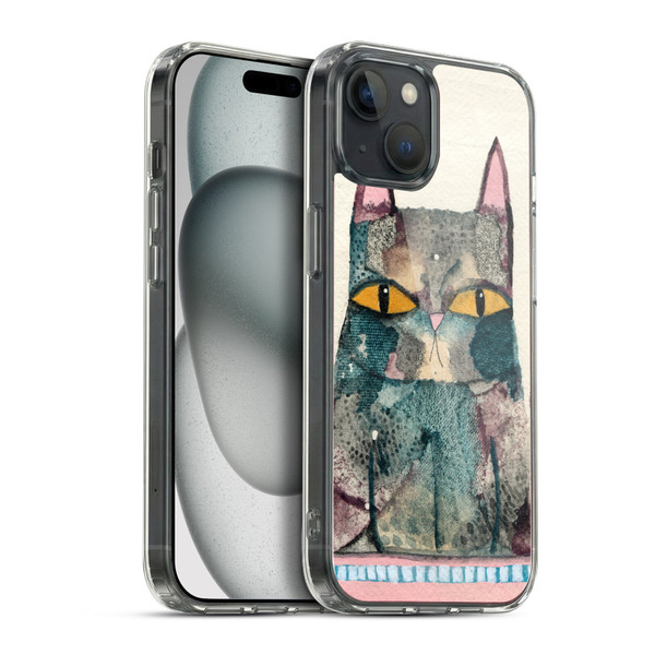 Wyanne Cat Kitty Painting Soft Gel Case for Apple iPhone 15 Plus & MagSafe