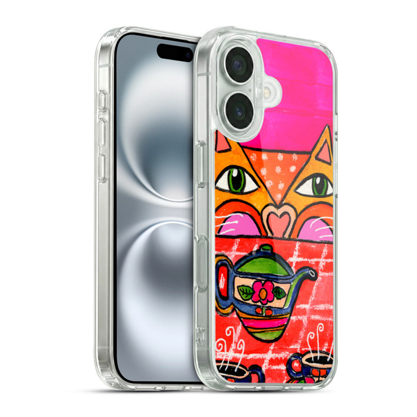 Wyanne Cat Uninvited Guest For Tea Soft Gel Case for Apple iPhone 16 & MagSafe