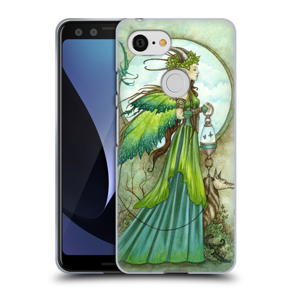 Amy Brown Lovely Fairies Green Winged Soft Gel Case for Google Pixel 3