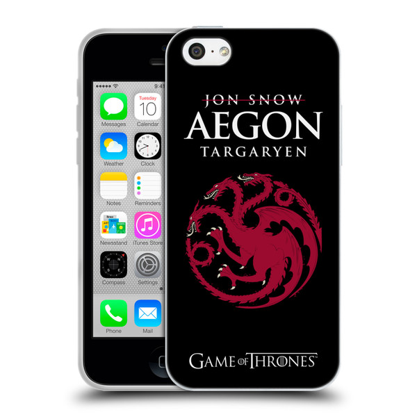 HBO Game of Thrones Graphics Jon Snow Aegon Soft Gel Case for Apple iPhone 5c