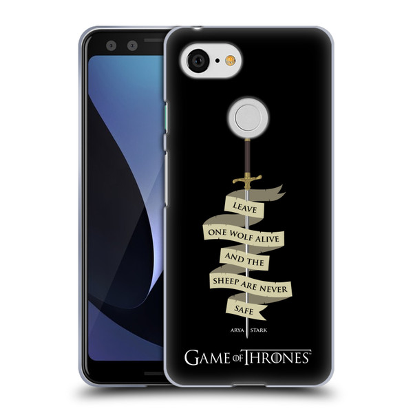 HBO Game of Thrones Graphics Arya Quote Needle Soft Gel Case for Google Pixel 3