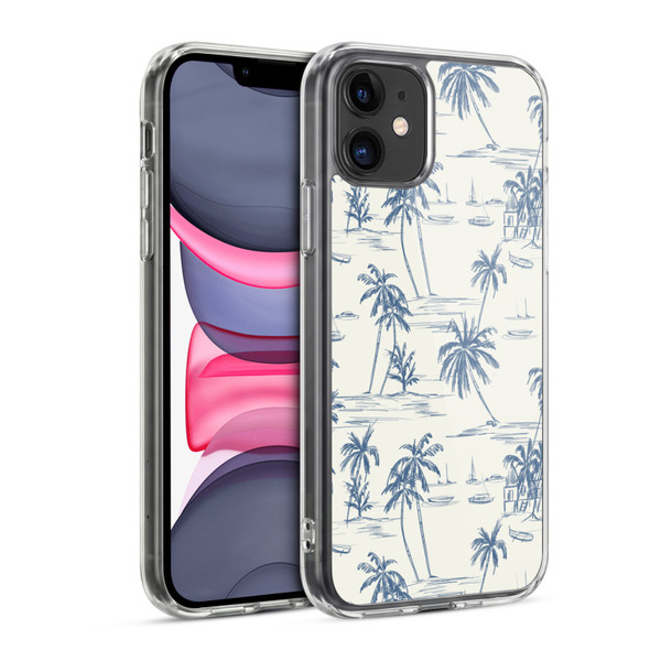 Anis Illustration Mix Pattern Blue Beach Bold Soft Gel Case for Apple iPhone 11